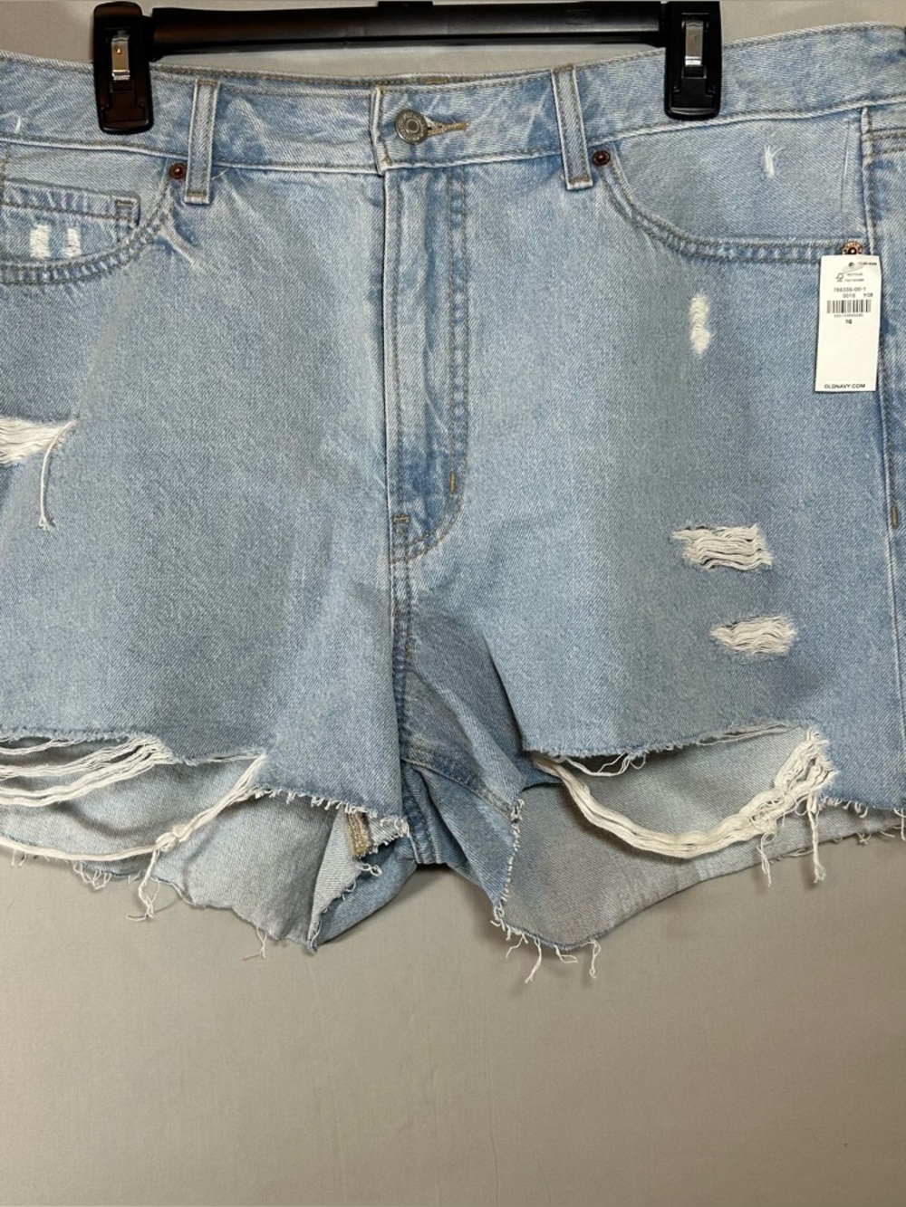 Old Navy Light Blue Distressed High-Rise Denim Shorts